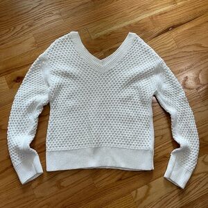 A New Day White V-neck Sweater(Size:M)